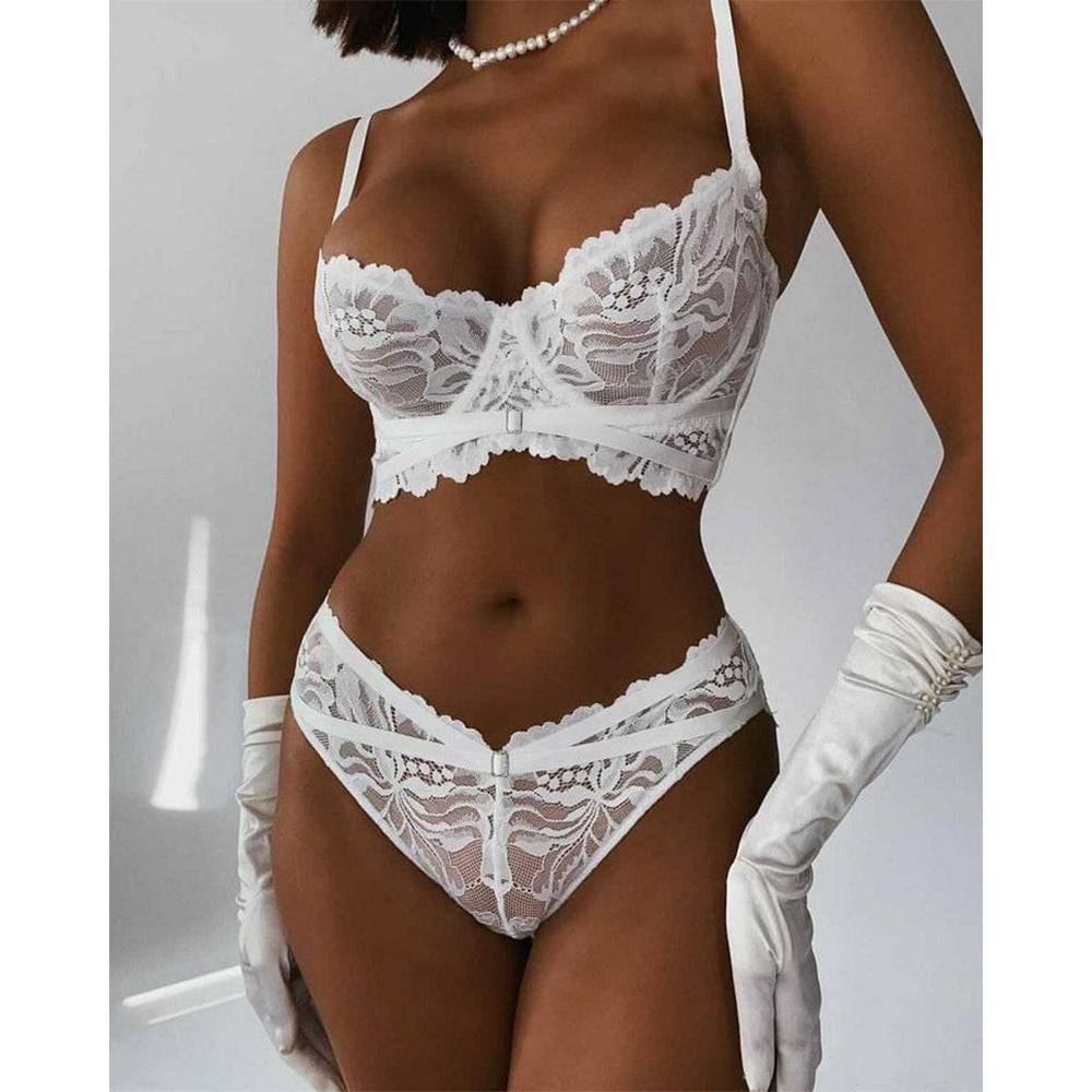 Ensemble en dentelle deux pièces - LUTHENS Blanc - NAKED Underwear FR
