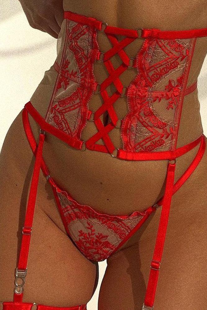 Ensemble en dentelle trois pièces - NATHANYA - NAKED Underwear FR