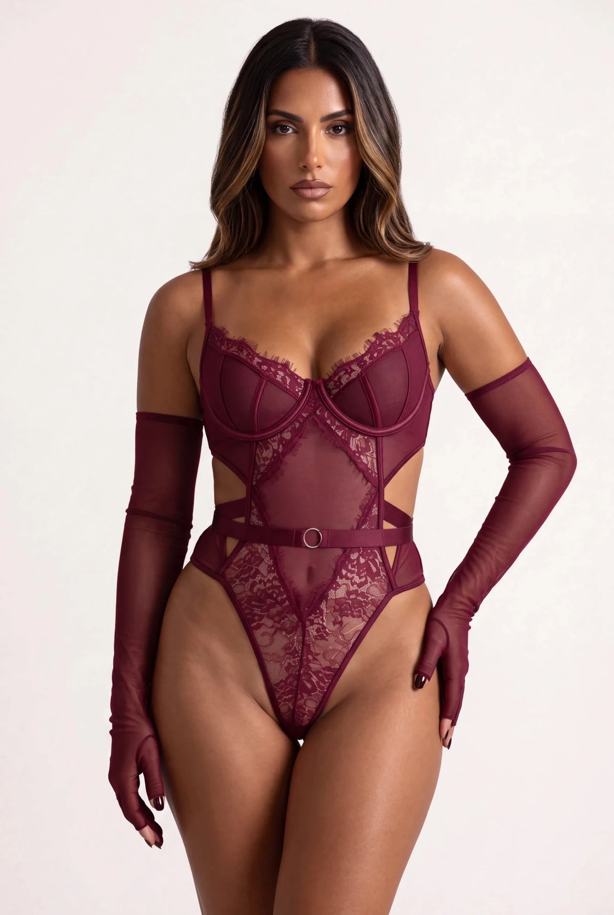 Body pour femme avec gants - VERSYA Bordeaux - NAKED Underwear FR
