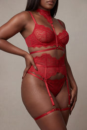 Ensemble lingerie pour femme cinq pièces - MOON Rouge
