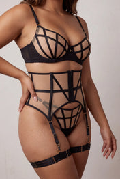 Ensemble lingerie pour femme cinq pièces - OPHELIA Noir