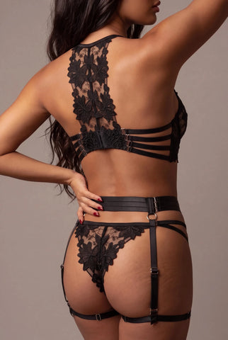 Suspender belt + thigh straps - JOLYE Black